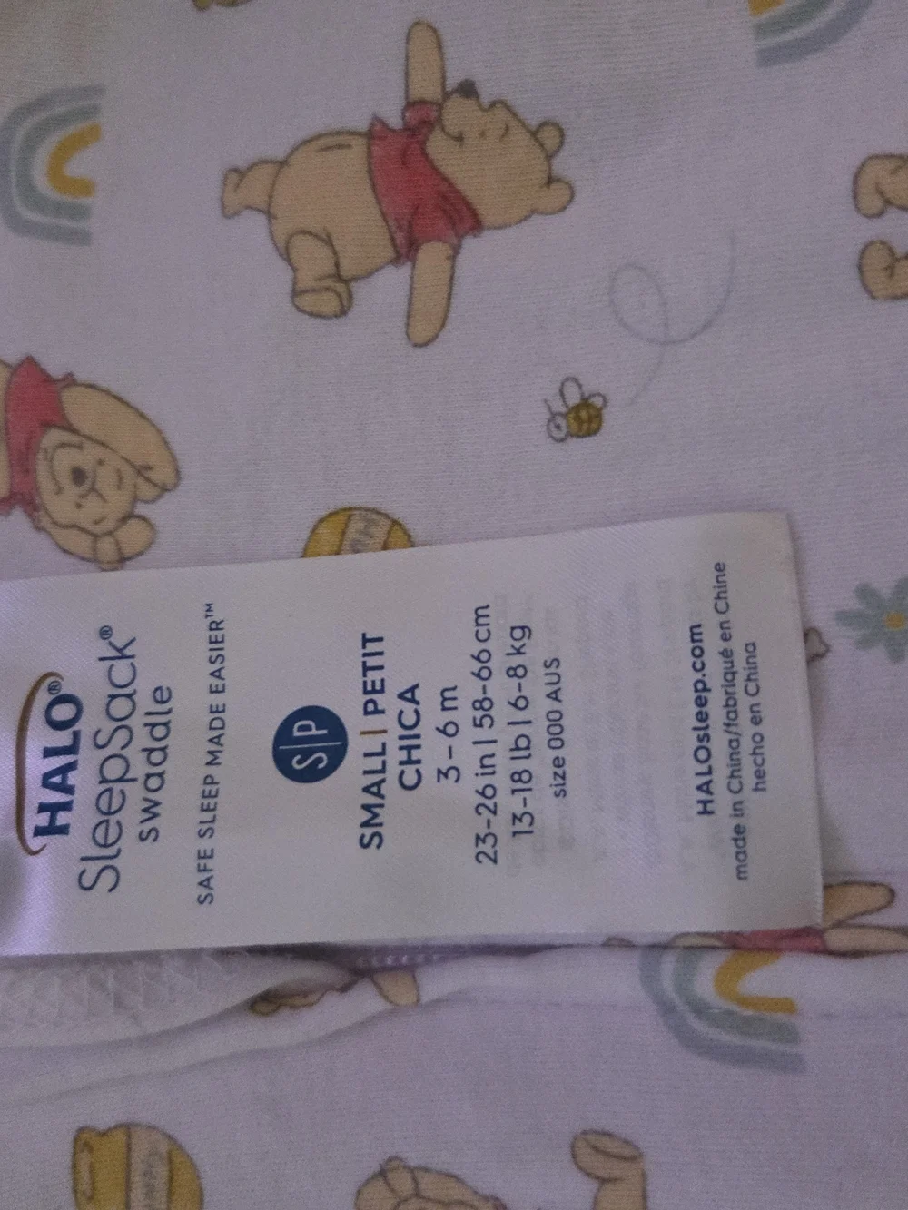 Halo Sleep Sack Swaddle with Winnie the Pooh Print - Cream, Yellow and Red
